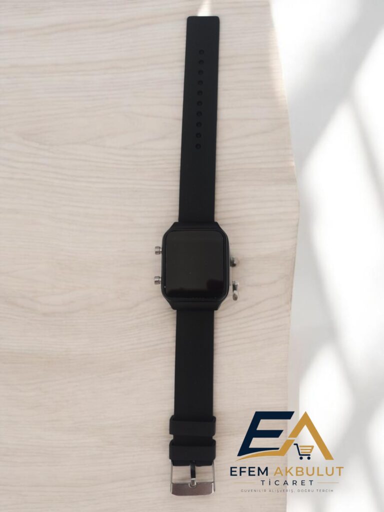 Siyah LED Dijital Kol Saati - Modern Kare Kasa Spor ve Günlük Kullanım Saati